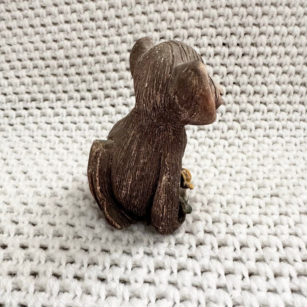 Artesania Rinconada Sitting Perched Cheeky Monkey Yellow Green Flower Figurine - Picture 2 of 5